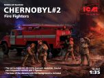 ICM 1/35 Chernobyl#2. Fire Fighters (AC-40-137A firetruck & 4 figures & diorama base with background) # 35902