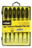 Rolson 6pc 140mm Needle File Set Rubber Grip # 24615