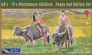Gecko Models 1/35 60's - 70's Vietnamese Children, Puppy And Buffalo Set # 0109
