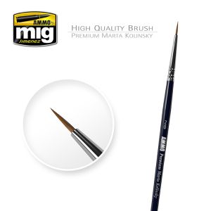 Ammo Mig Jimenez Size 2/0 Premium Marta Kolinsky Round Brush # 8601
