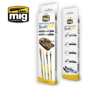 Ammo By Mig Jimenez Streaking And Vertical Surfaces Brush Set # 7604