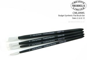 Creative Models (2094) Budget Synthetic Flat Brush Set 2,6,8,12 # 2094S