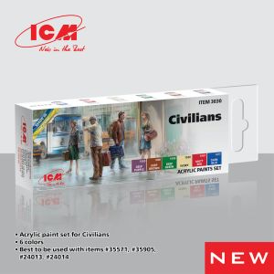 ICM Civilians Acrylic paint set x 6 12ml bottles # 3030