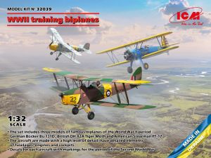 ICM 1/32 WII training biplanes (Bucker Bu 131D, de Havilland DH.82A Tiger Moth and Stearman PT-17 # 32039