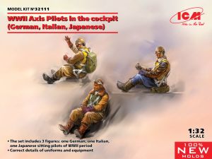 ICM 1/32 WWII Axis Pilots in the cockpit (1 each German Luftwaffe , Italian, Japanese) (100% new molds) # 32111