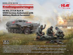 ICM 1/35 Sd.Kfz.251/8 Ausf.A , WWII German Ambulance with Military Medical Personnel # 35114