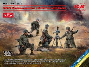 ICM 1/35 WWII German mortar GrW 34 with Crew (Mortar and 4 figures) (100% new molds) # 35715