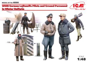 ICM 1/48 WWII German Luftwaffe Pilots and Ground Personnel in Winter Uniform (5 figures) # 48086 - Plastic Model Figures