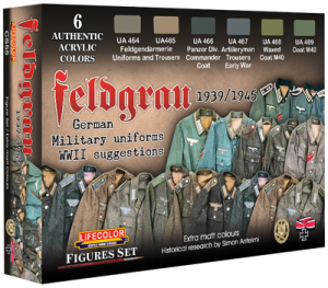  LifeColor Feldgrau 1939/45 German Uniforms Paint Set (22ml x 6) # CS55