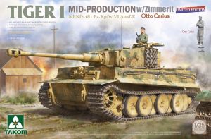 Takom 1/35 Pz.Kpfw.VI Tiger I Mid production with Zimmerit & Otto Carius figure Limited Edition # 02200