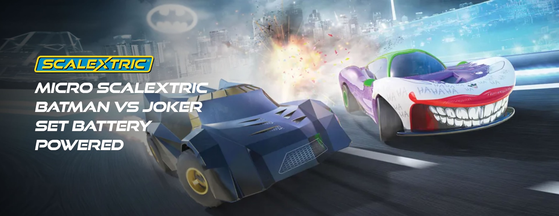 Micro Scalextric Batman vs Joker Set Battery Powered Race Set # 1155M