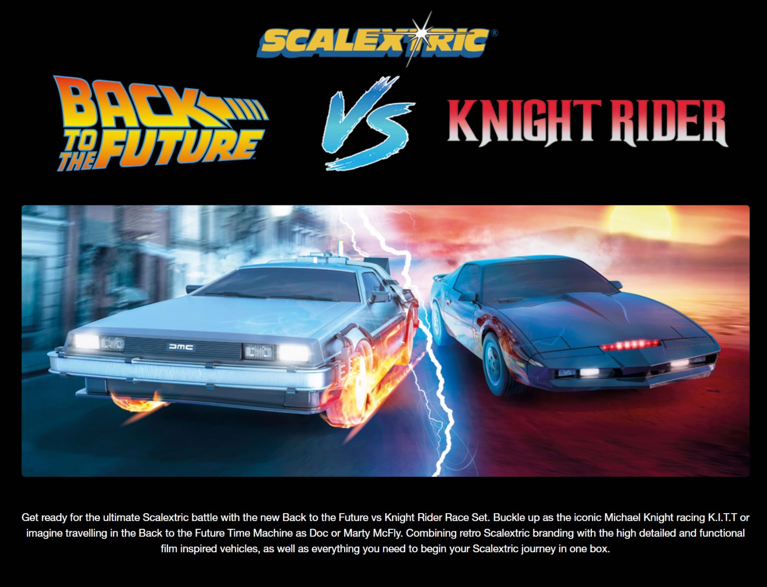 Scalextric 1980s TV Back to the Future vs Knight Rider Race Set # 1431M