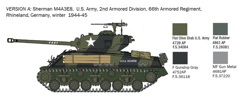 Italeri 1/56 M4A3E8 Sherman “Fury” # W25772