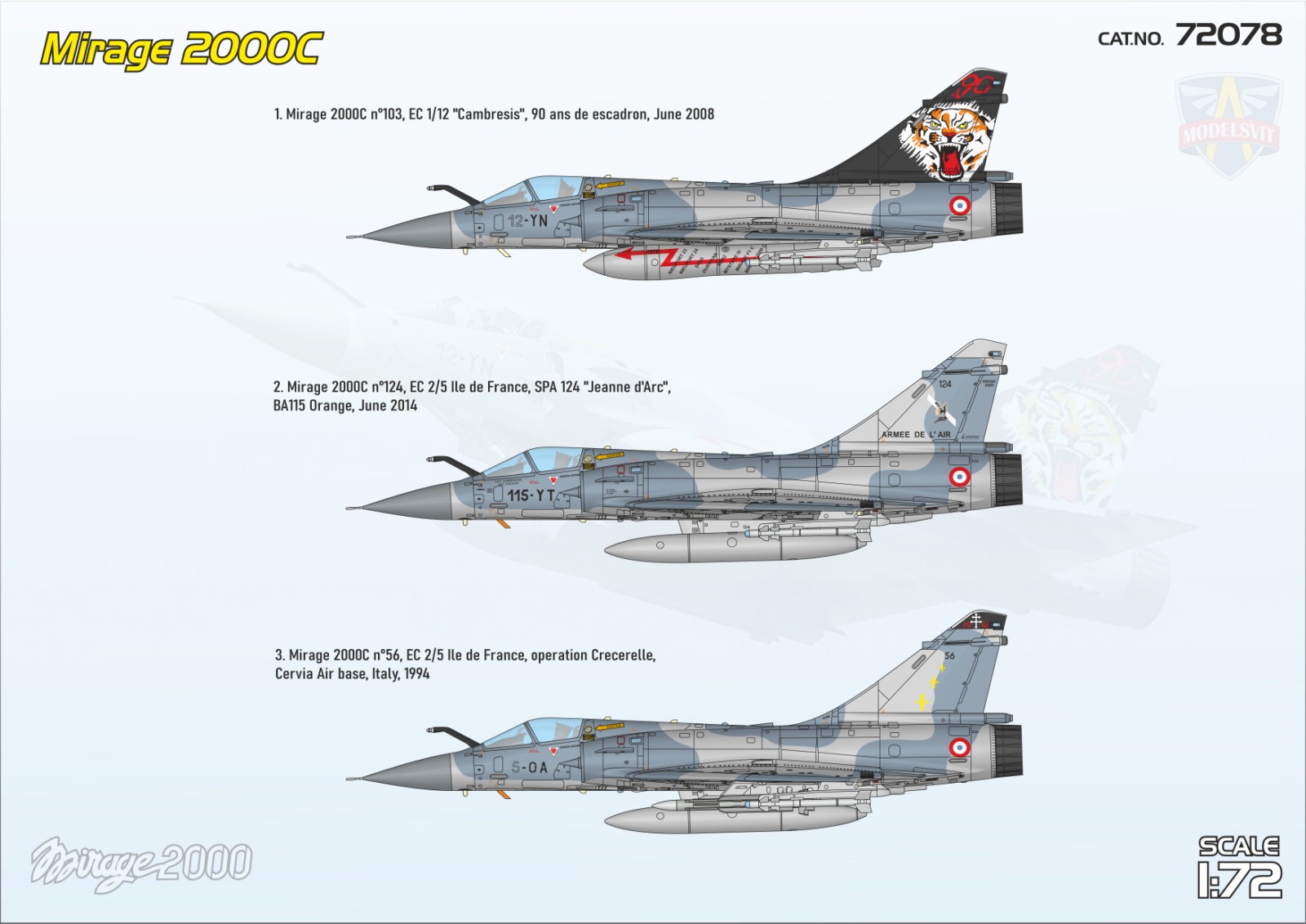 Modelsvit 1/72 Dassault-Mirage 2000C # 72078
